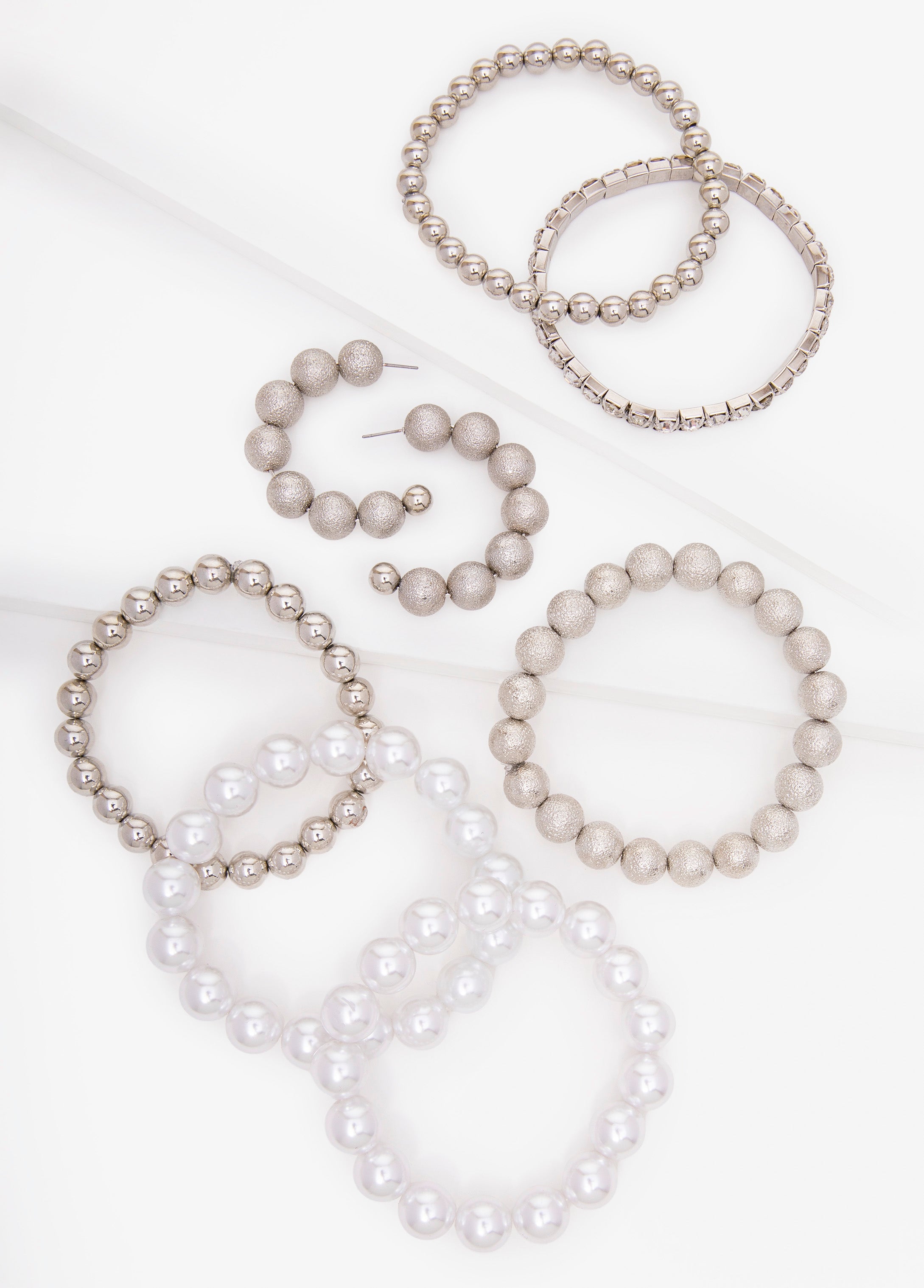 Silver Bracelet And Earrings Set Silver | Ashley Stewart