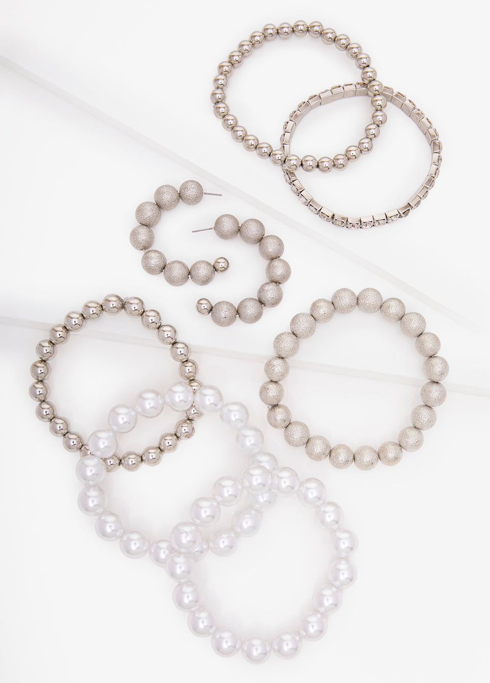 Silver Bracelet And Earrings Set Silver | Ashley Stewart