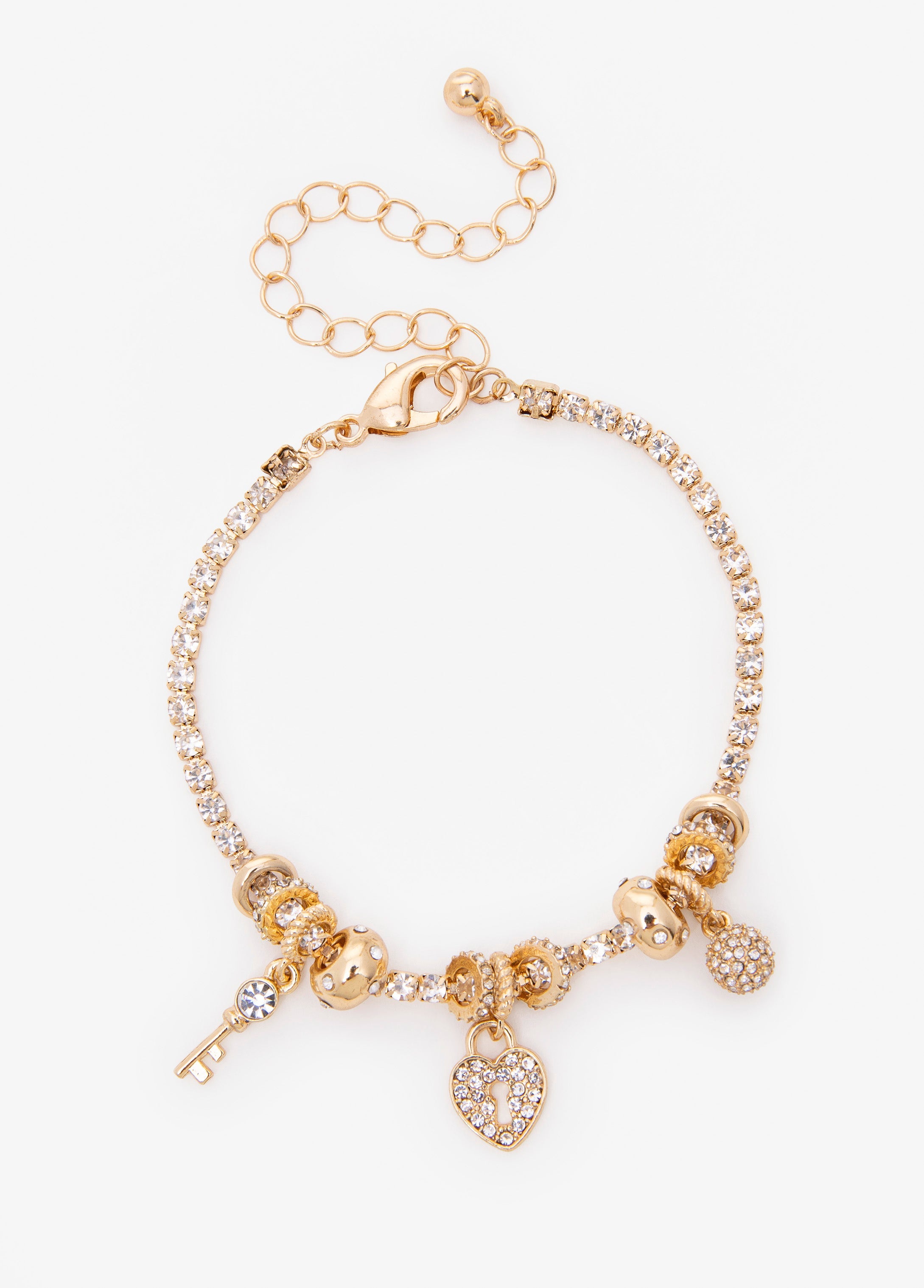 Heart Charm Bracelet Gold | Ashley Stewart