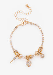 Heart Charm Bracelet Gold | Ashley Stewart