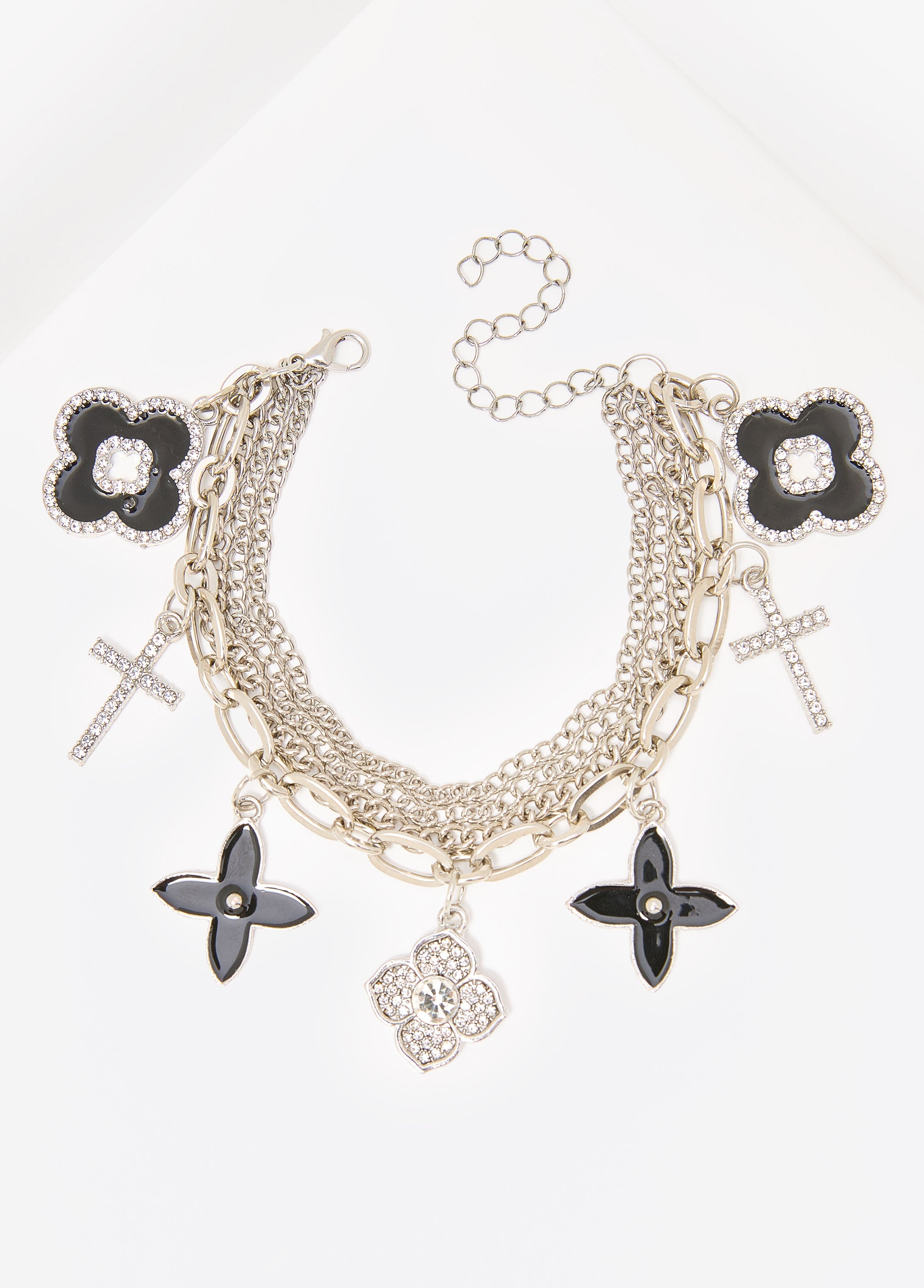 Layered Charm Bracelet Silver | Ashley Stewart