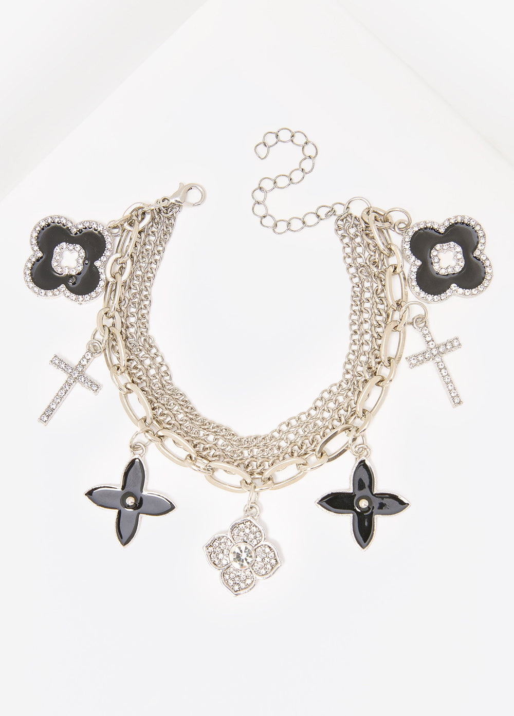 Layered Charm Bracelet Silver | Ashley Stewart