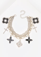 Layered Charm Bracelet Silver | Ashley Stewart