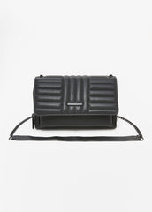 Quilted Faux Leather Flap Bag Black | Ashley Stewart
