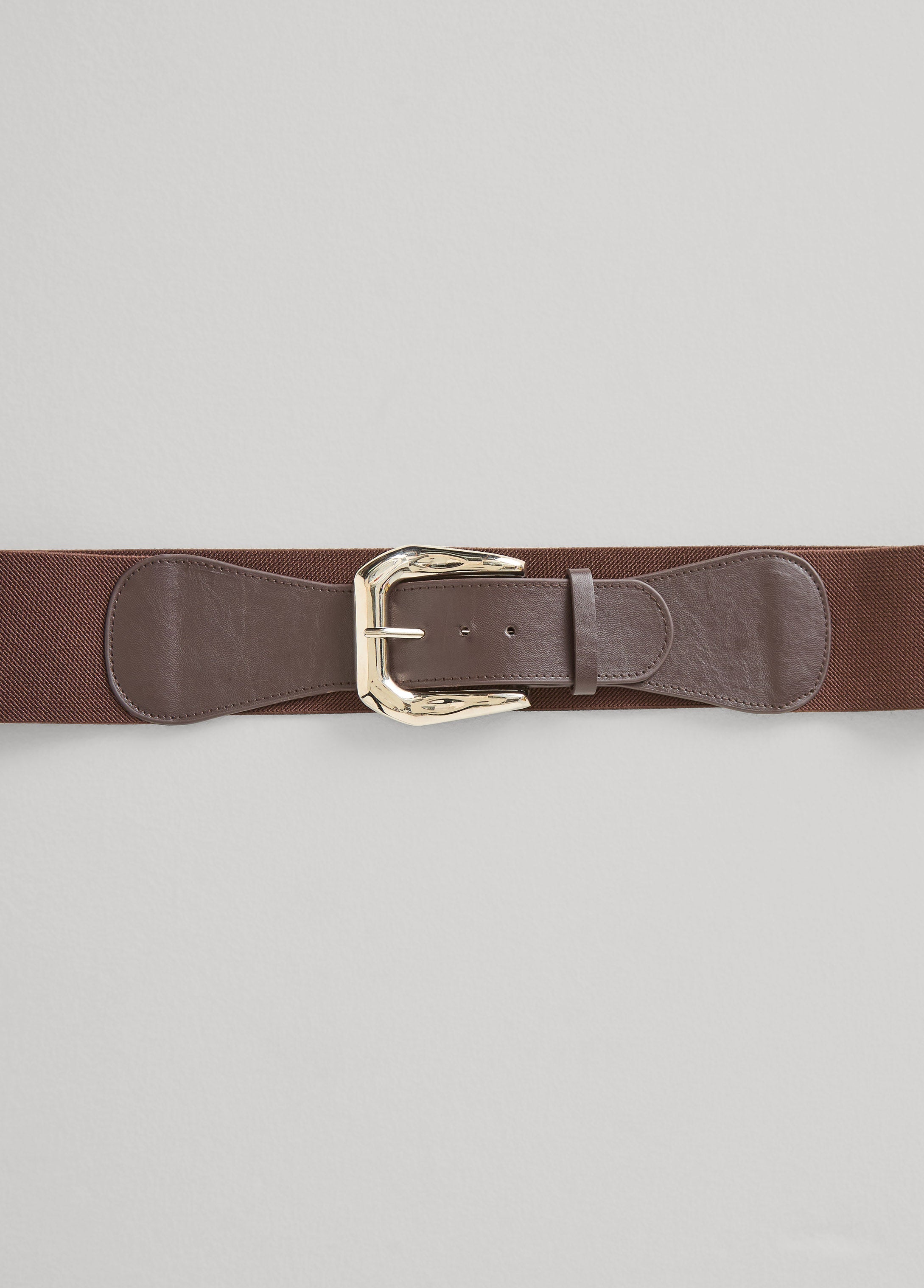 Hammered Silver Buckle Belt Chocolate Brown | Ashley Stewart