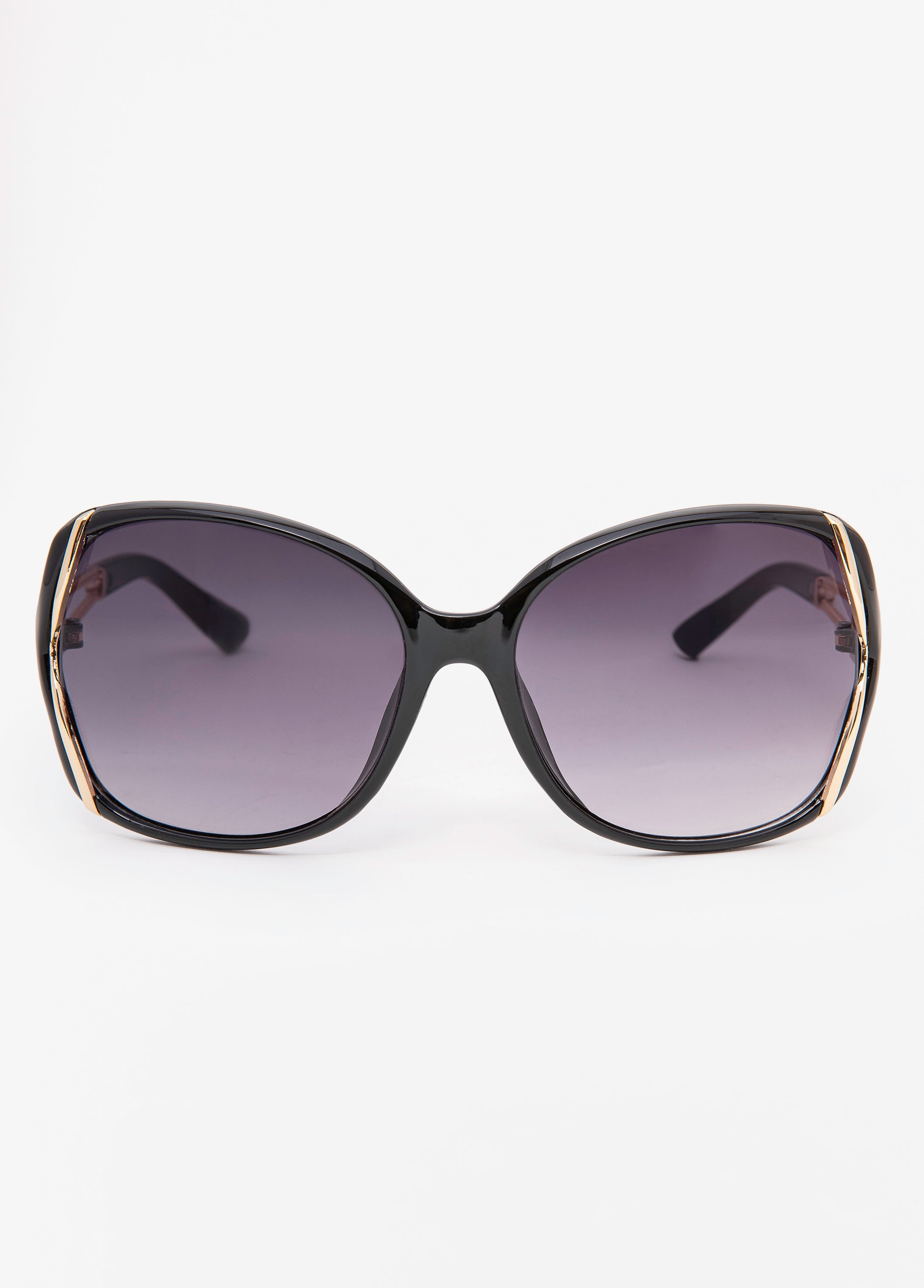 Cutout Round Sunglasses Black | Ashley Stewart