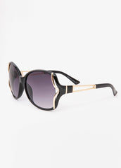Cutout Round Sunglasses Black | Ashley Stewart