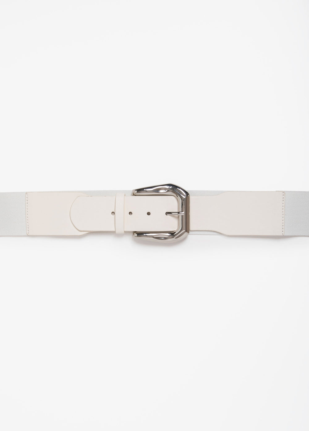 Hammered Buckle Stretch Belt White | Ashley Stewart