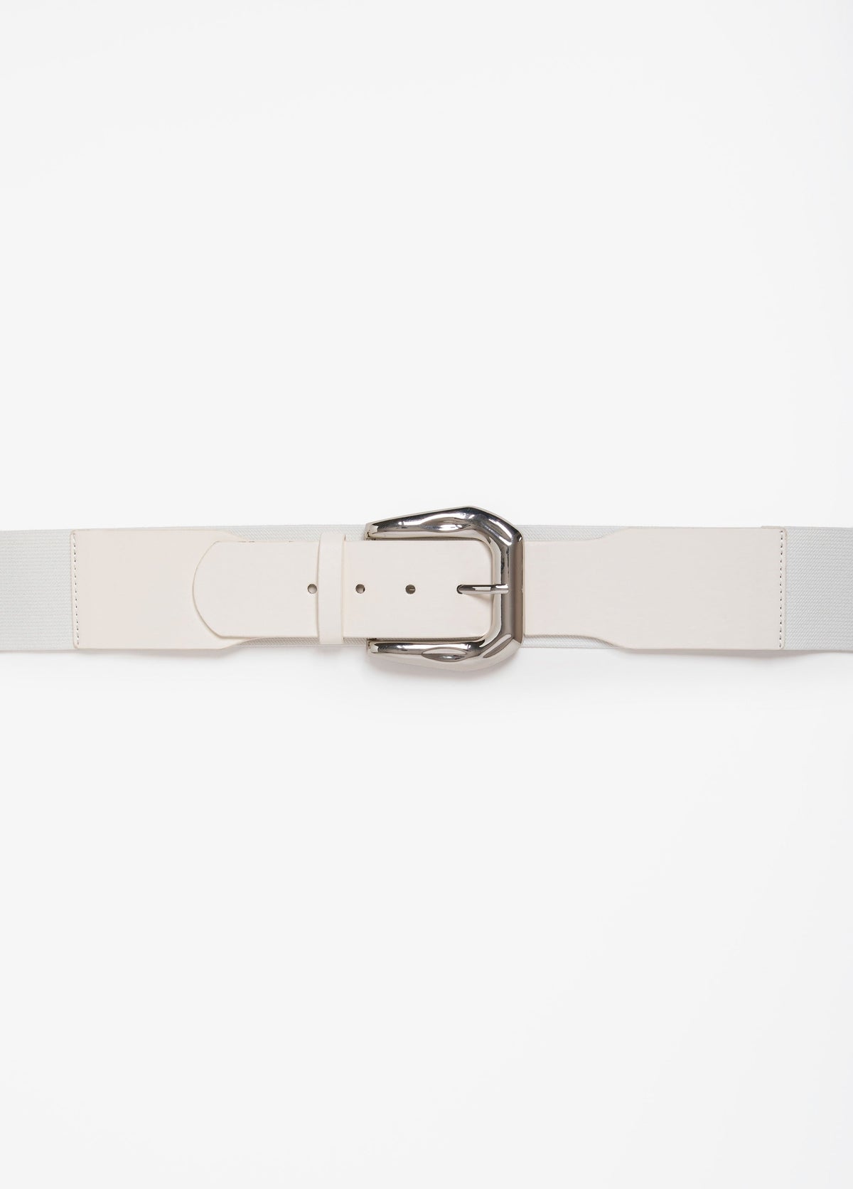 Hammered Buckle Stretch Belt White | Ashley Stewart