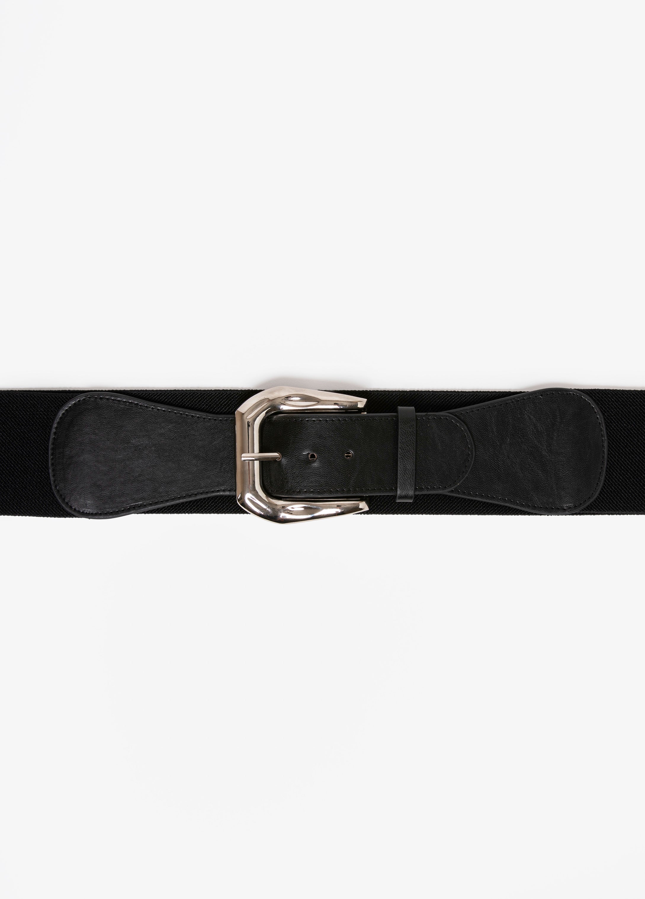 Hammered Silver Tone Buckle Belt Black | Ashley Stewart