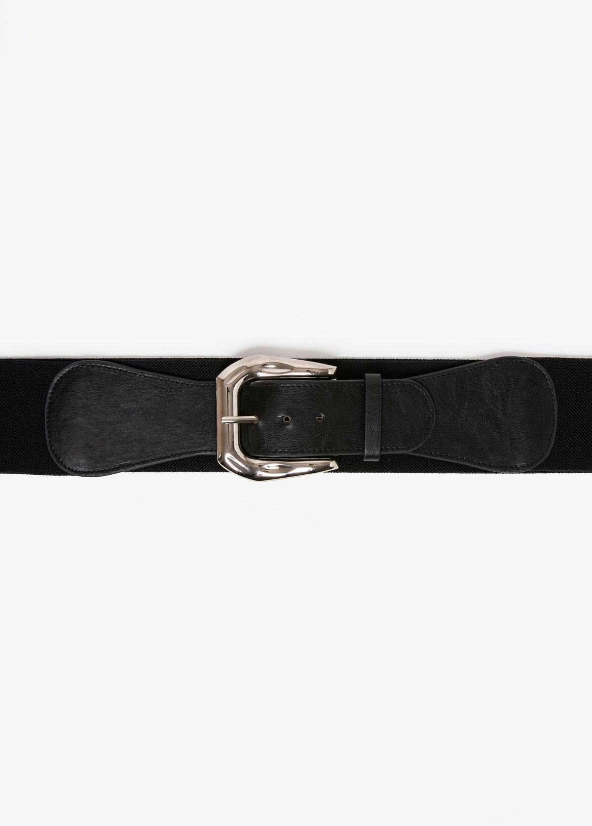 Hammered Silver Tone Buckle Belt Black | Ashley Stewart