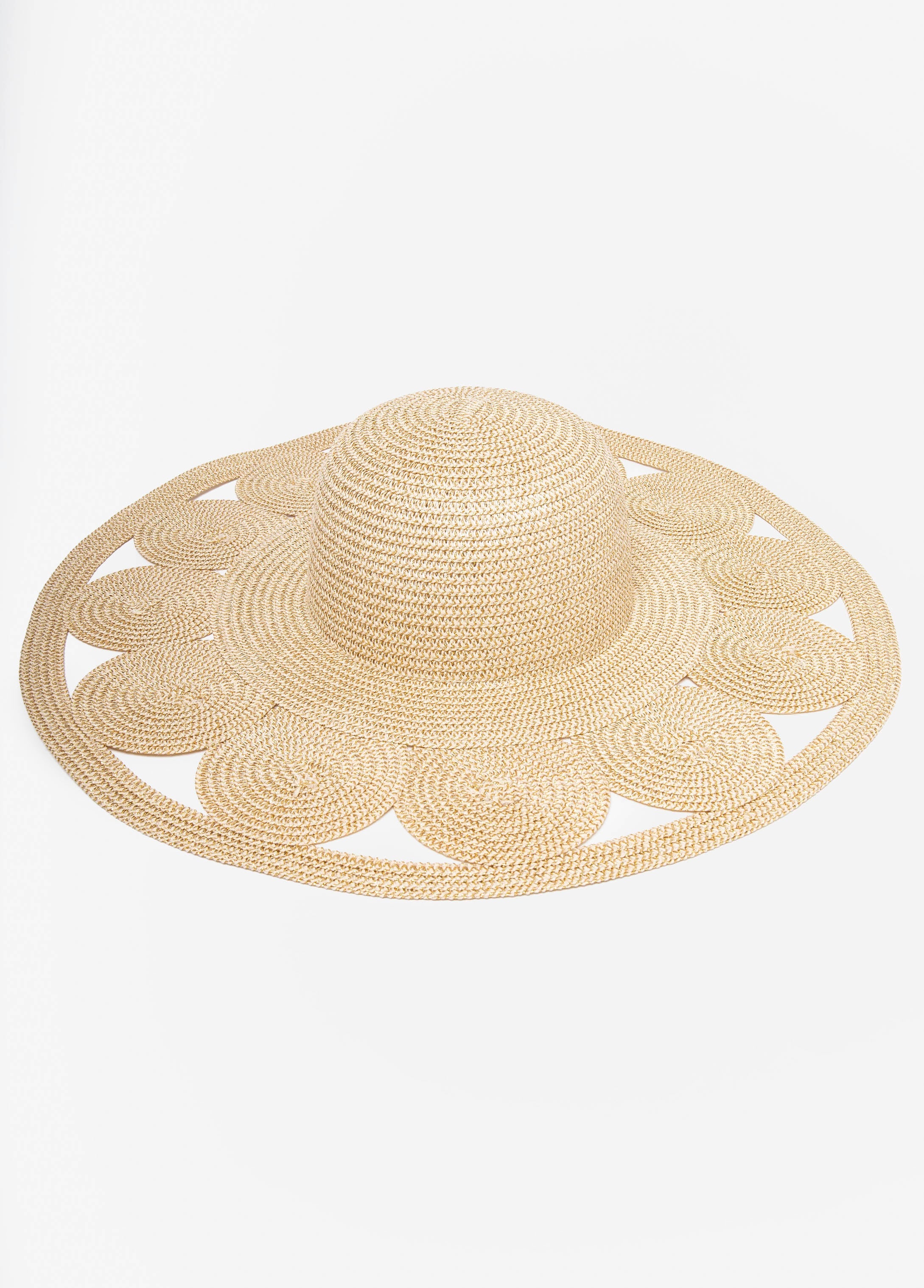 Metallic Cutout Straw Hat Natural | Ashley Stewart
