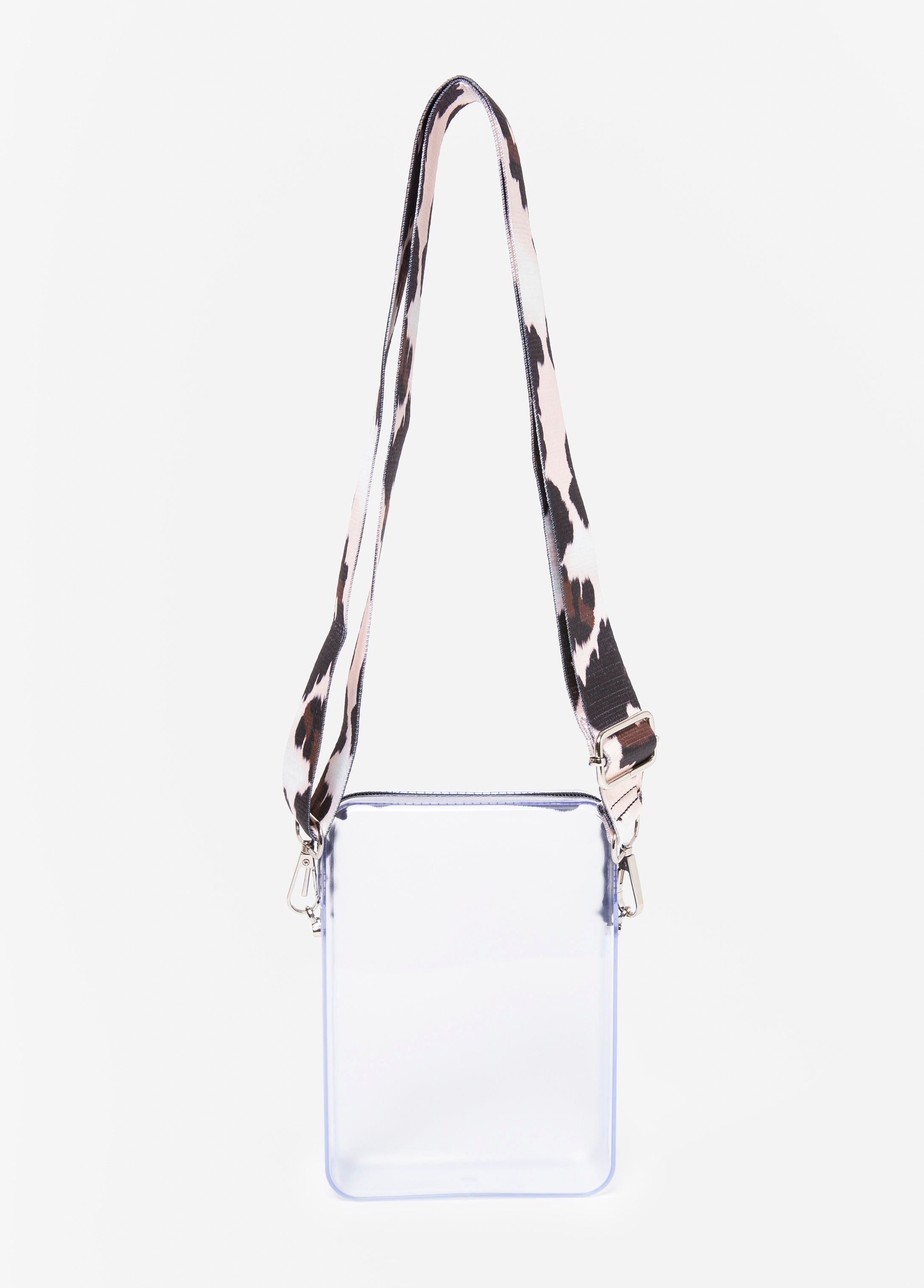 Cow Print Trimmed Clear Camera Bag Clear | Ashley Stewart