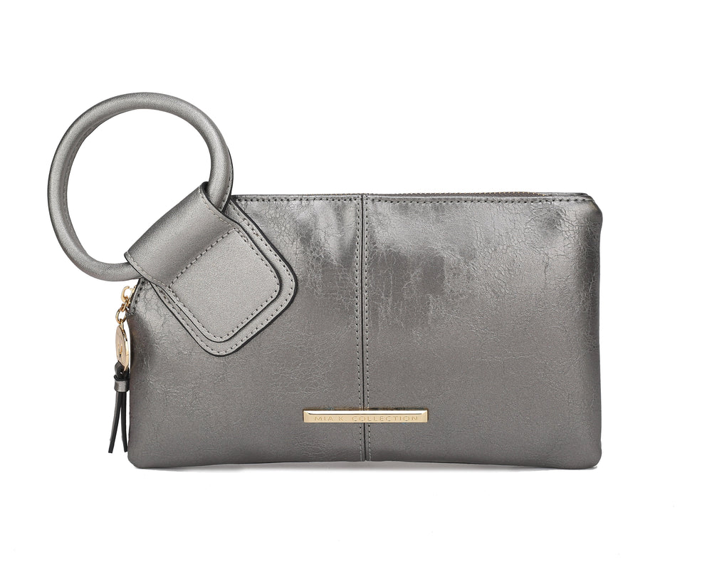 Simone Textured Wristlet Charcoal Grey | Ashley Stewart