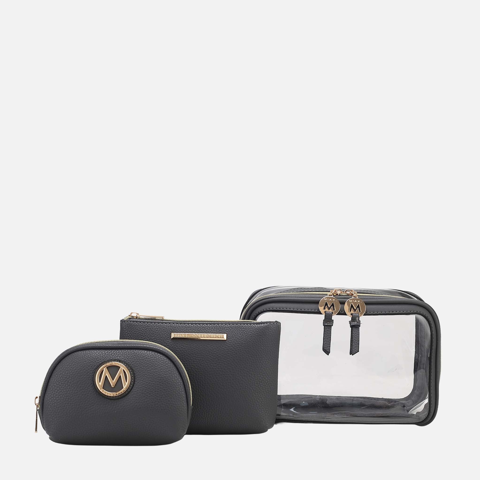 Laura Cosmetic Case Set Charcoal Grey | Ashley Stewart