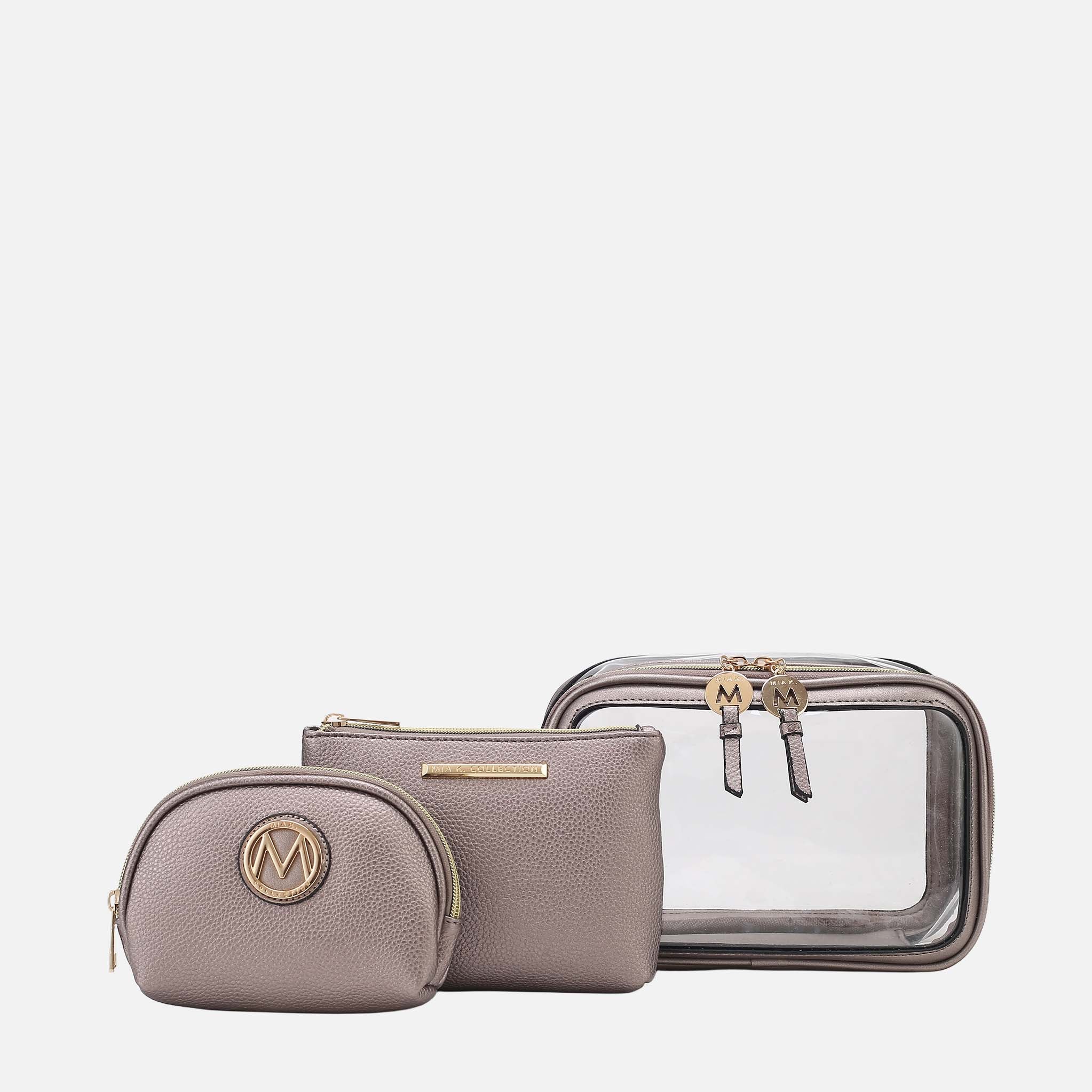 Laura Cosmetic Case Set Charcoal Grey | Ashley Stewart