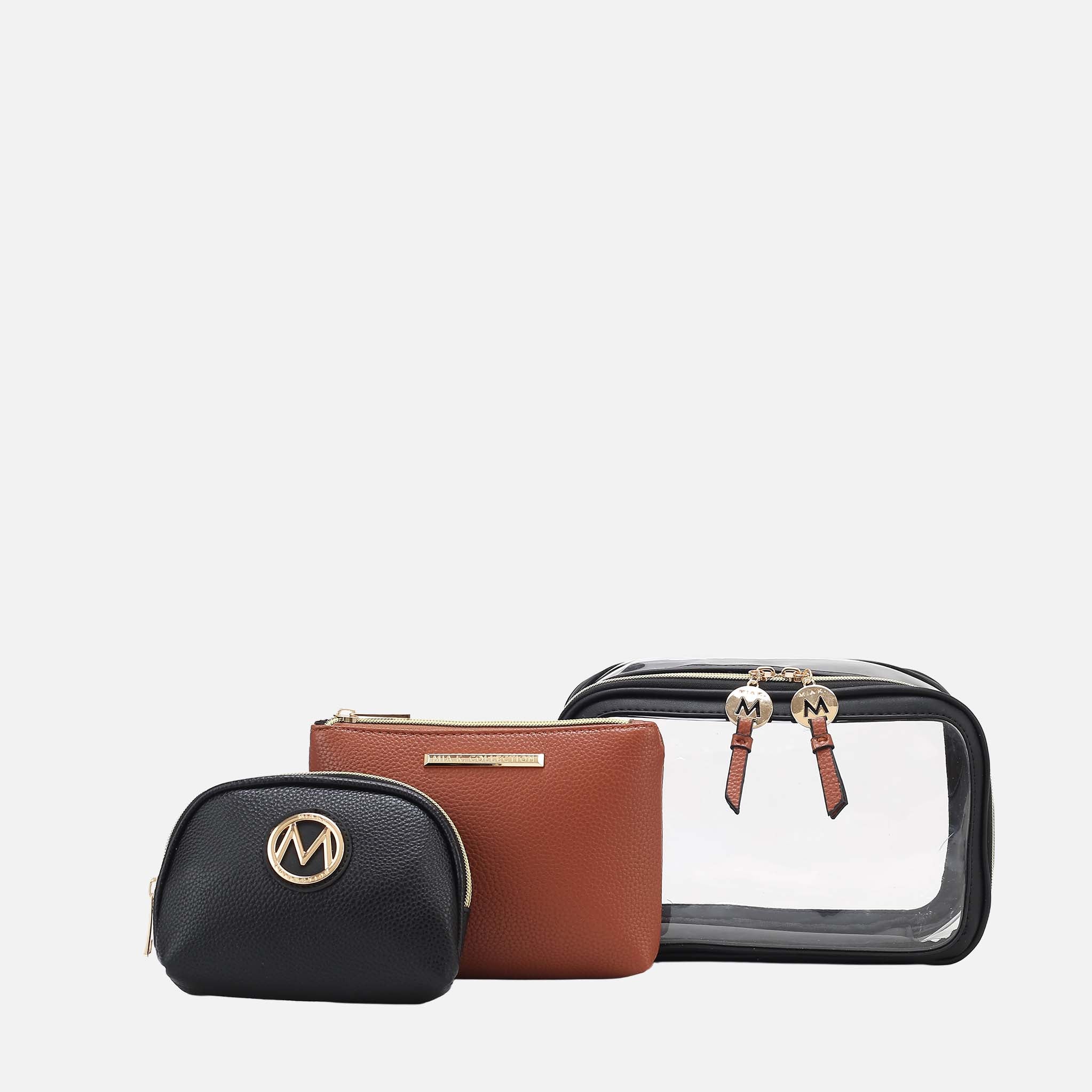 Laura Cosmetic Case Set Charcoal Grey | Ashley Stewart