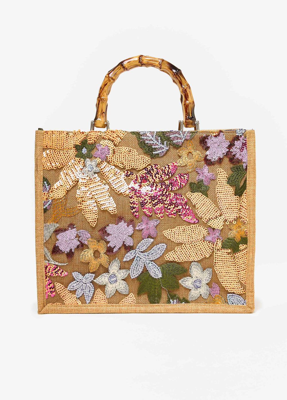 Floral Embellished Canvas Tote Multi | Ashley Stewart
