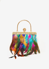 Trendy clutch feathered evening bags affordable luxury shoulder bag Multi | Ashley Stewart