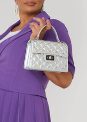 Metallic Quilted Shoulder Bag Silver | Ashley Stewart