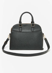 Textured Faux Leather Satchel Black | Ashley Stewart