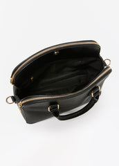 Textured Faux Leather Satchel Black | Ashley Stewart
