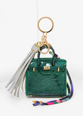 Patent Croc Effect Bag Charm Dark Green | Ashley Stewart