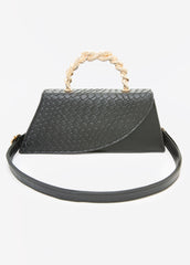 Basketweave Faux Leather Satchel Black | Ashley Stewart