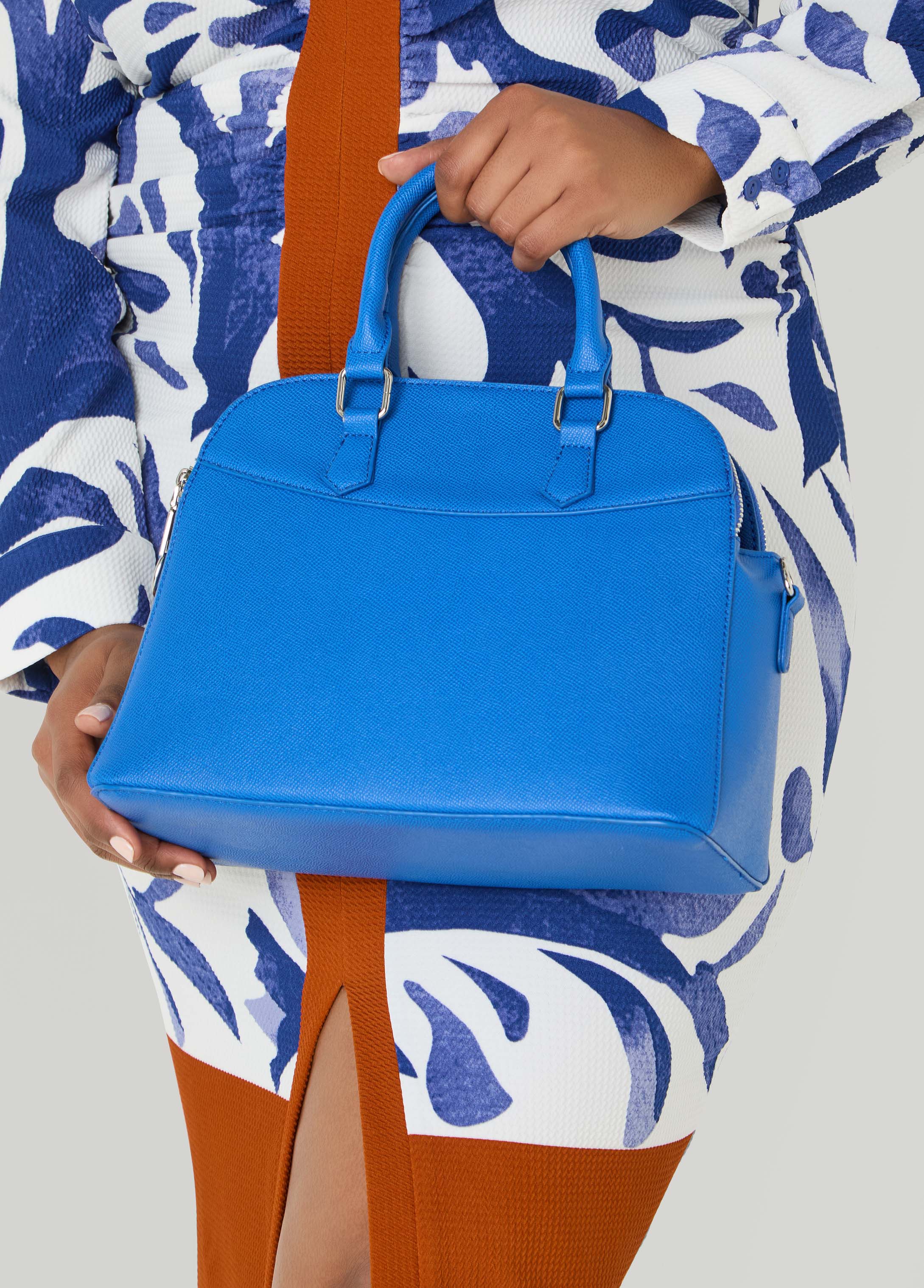 Faux Leather Top Handle Satchel Victoria Blue | Ashley Stewart