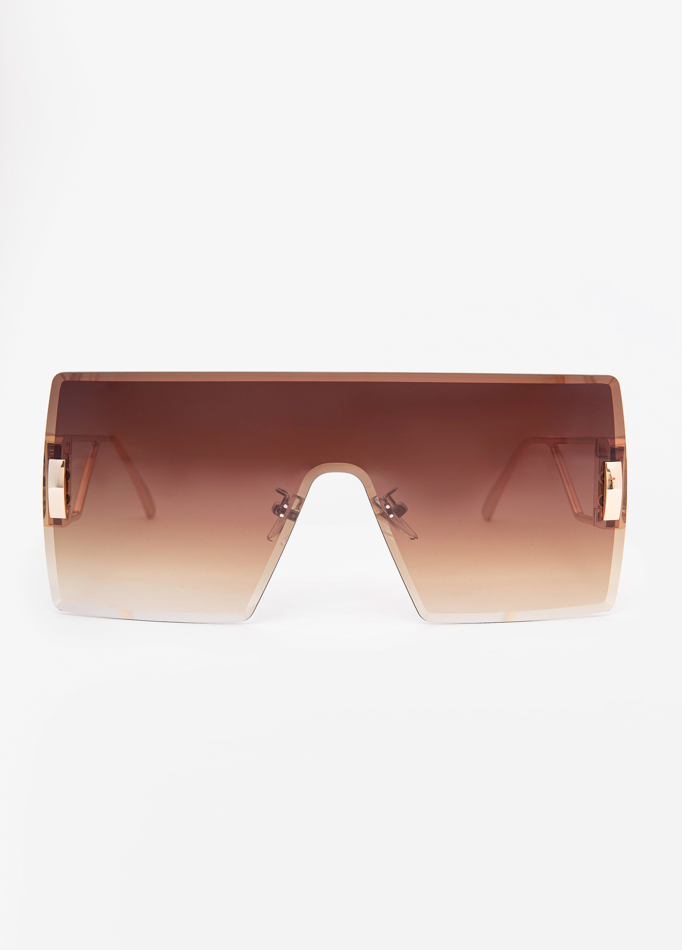 Rimless Shield Sunglasses Brown | Ashley Stewart
