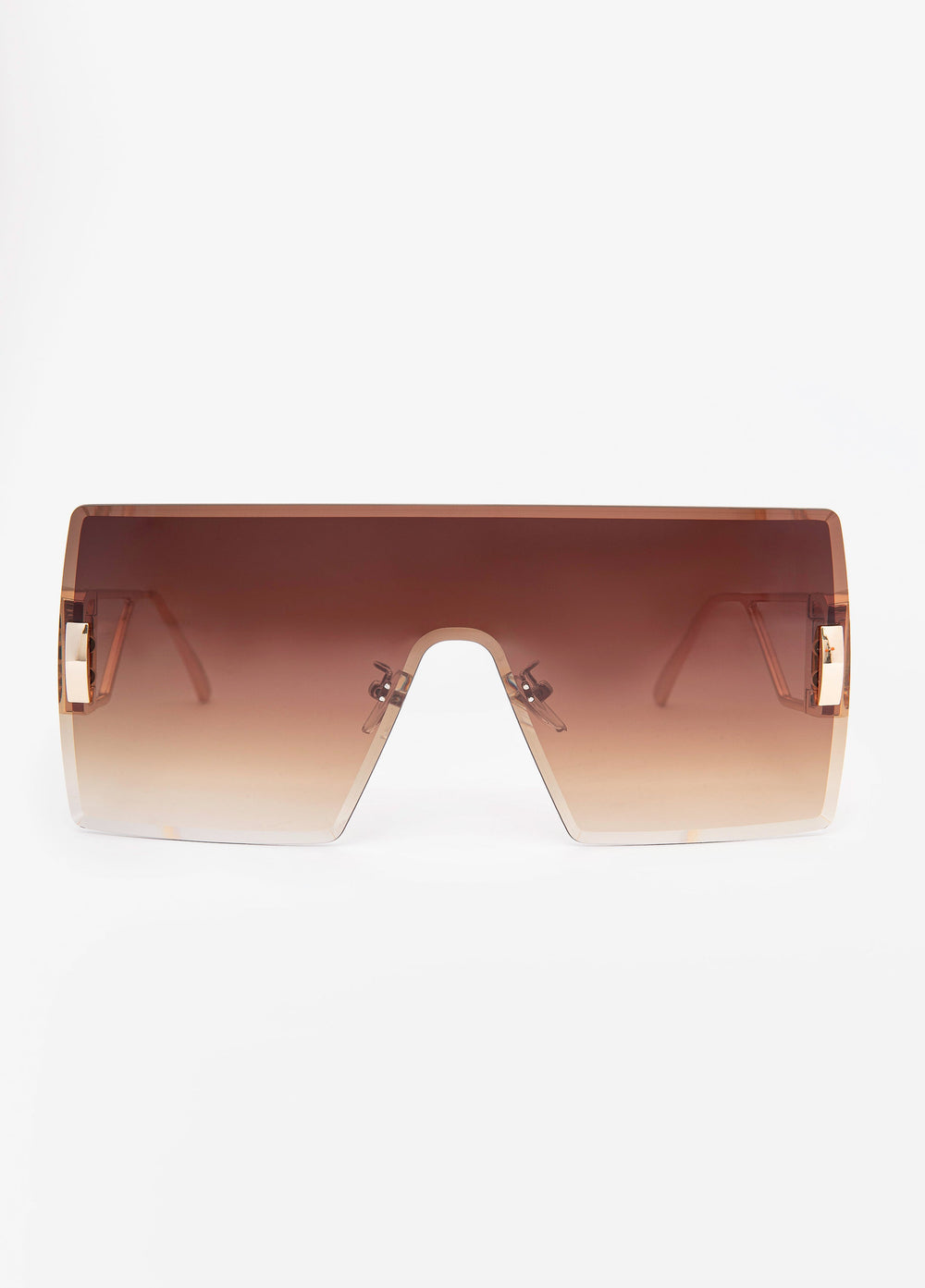 Rimless Shield Sunglasses Brown | Ashley Stewart