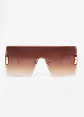 Rimless Shield Sunglasses Brown | Ashley Stewart