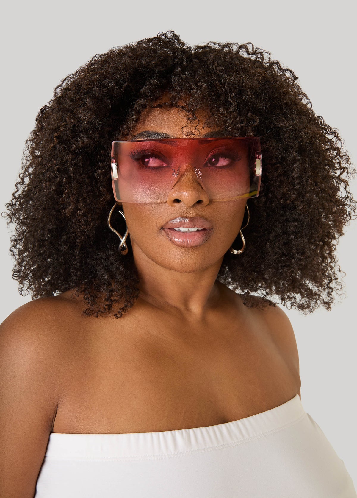 Rimless Gradient Shield Sunglasses Pink | Ashley Stewart