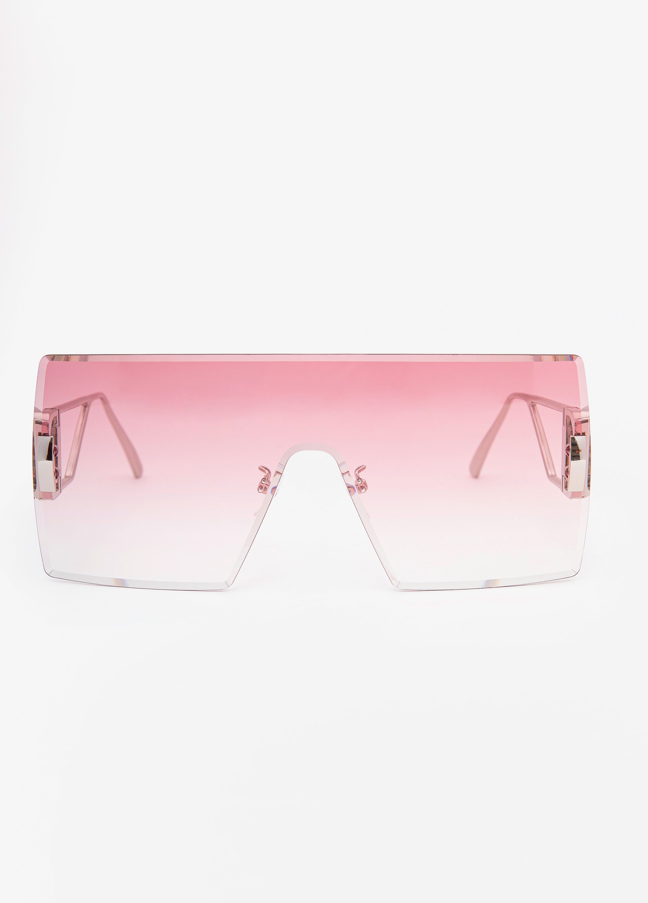 Rimless Gradient Shield Sunglasses Pink | Ashley Stewart