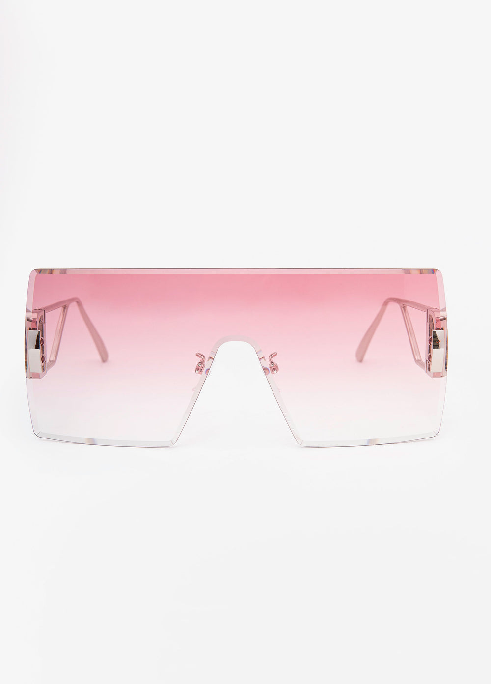 Rimless Gradient Shield Sunglasses Pink | Ashley Stewart