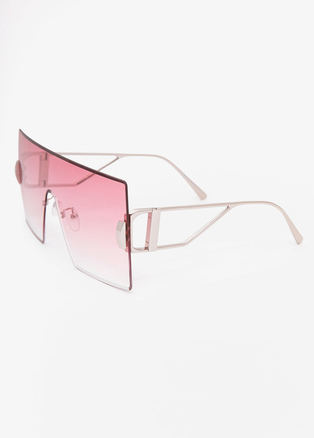 Rimless Gradient Shield Sunglasses Pink | Ashley Stewart