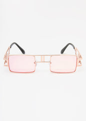 Tinted Rectangle Frame Sunglasses Pink | Ashley Stewart