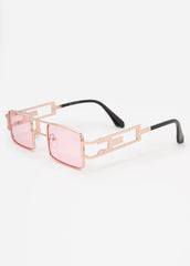 Tinted Rectangle Frame Sunglasses Pink | Ashley Stewart