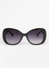 Chain Trim Round Frame Sunglasses Black | Ashley Stewart