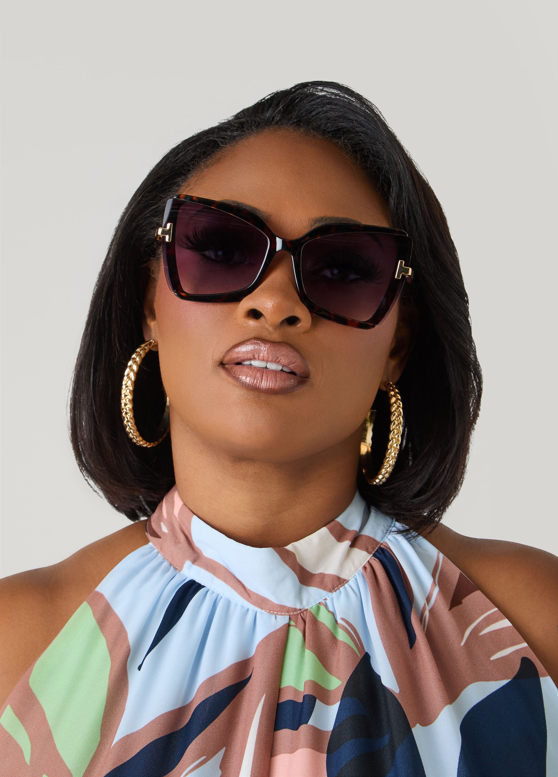 Tortoiseshell Square Sunglasses TORT | Ashley Stewart