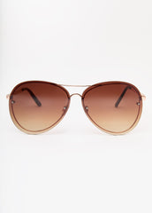 Rimless Aviator Sunglasses Brown | Ashley Stewart
