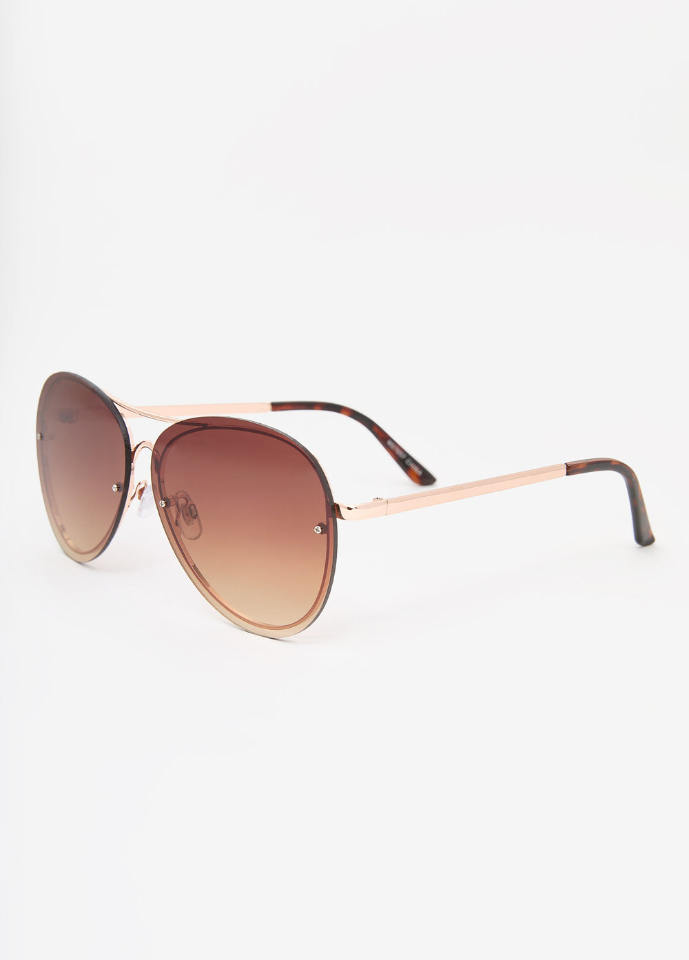 Rimless Aviator Sunglasses Brown | Ashley Stewart