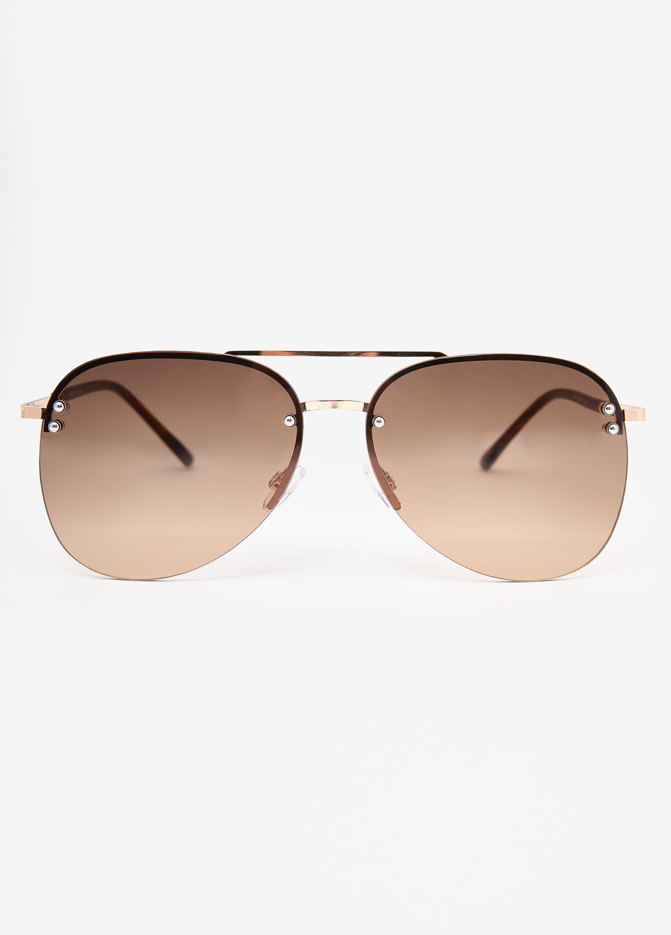 Ombre Aviator Sunglasses Brown | Ashley Stewart