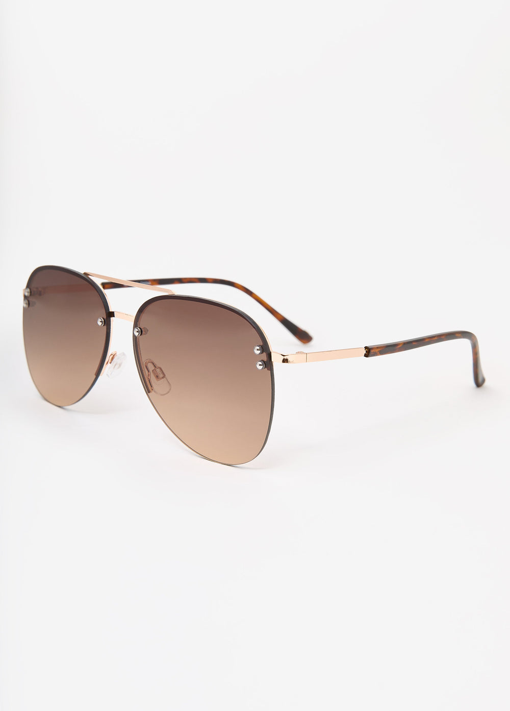 Ombre Aviator Sunglasses Brown | Ashley Stewart