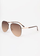 Ombre Aviator Sunglasses Brown | Ashley Stewart