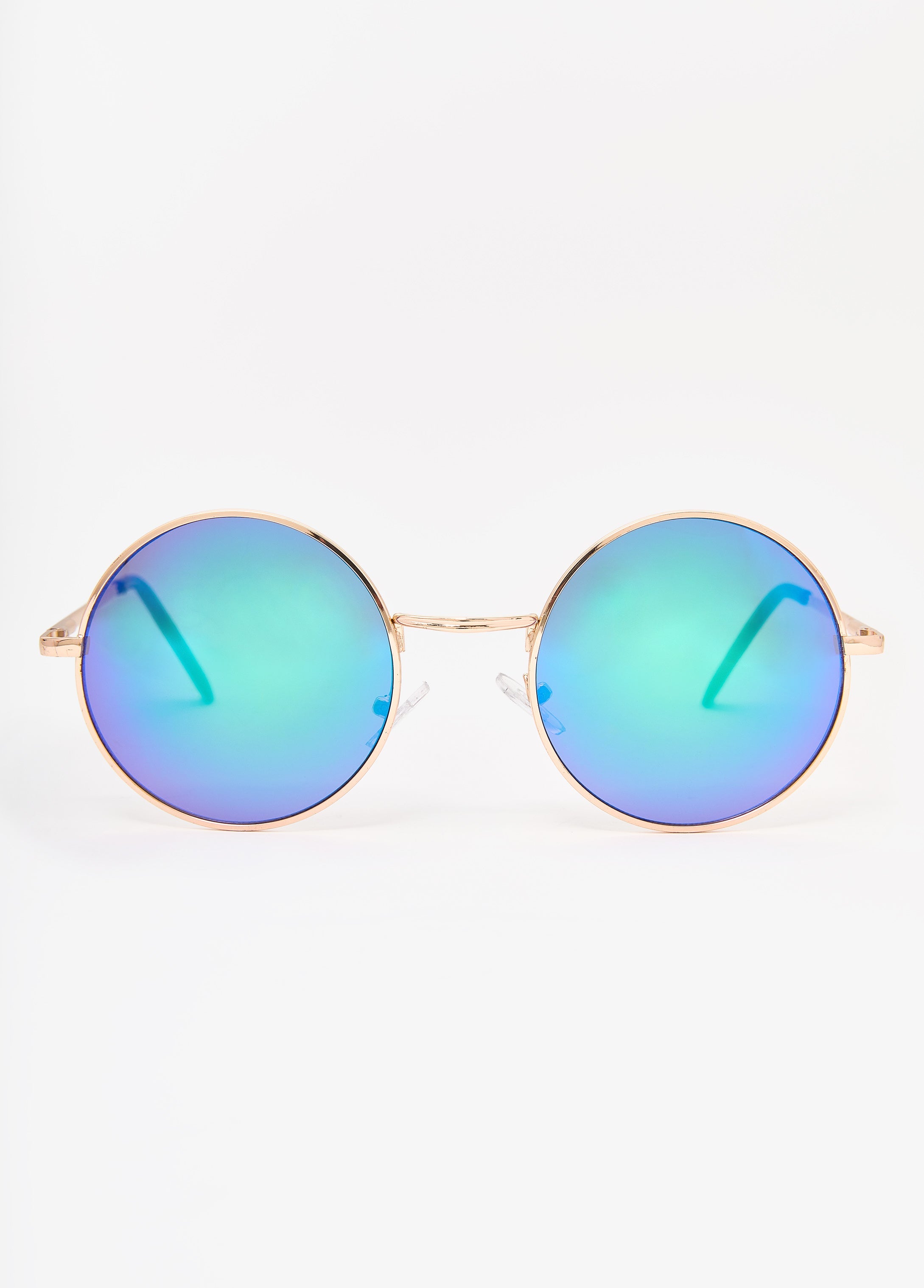 Reflective Round Frame Sunglasses Blue | Ashley Stewart