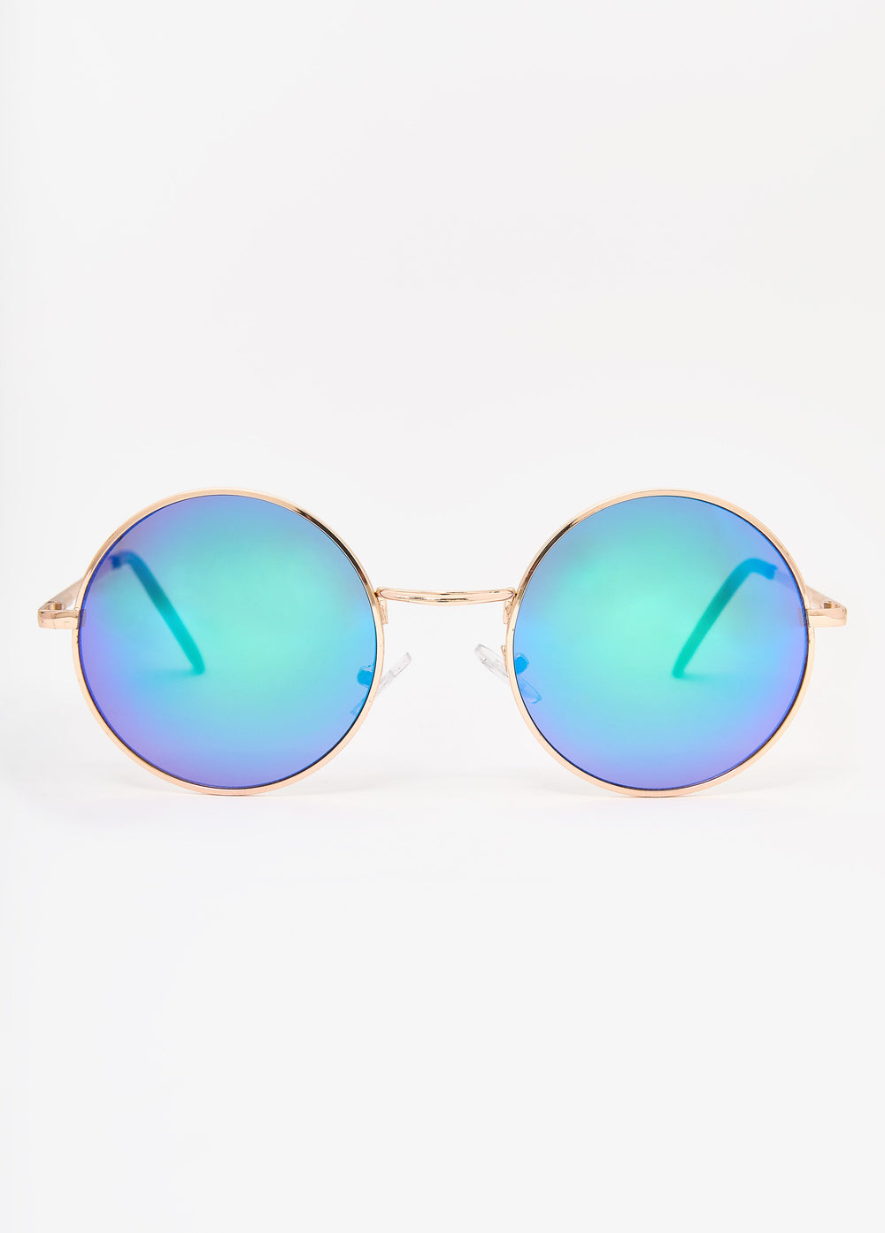 Reflective Round Frame Sunglasses Blue | Ashley Stewart