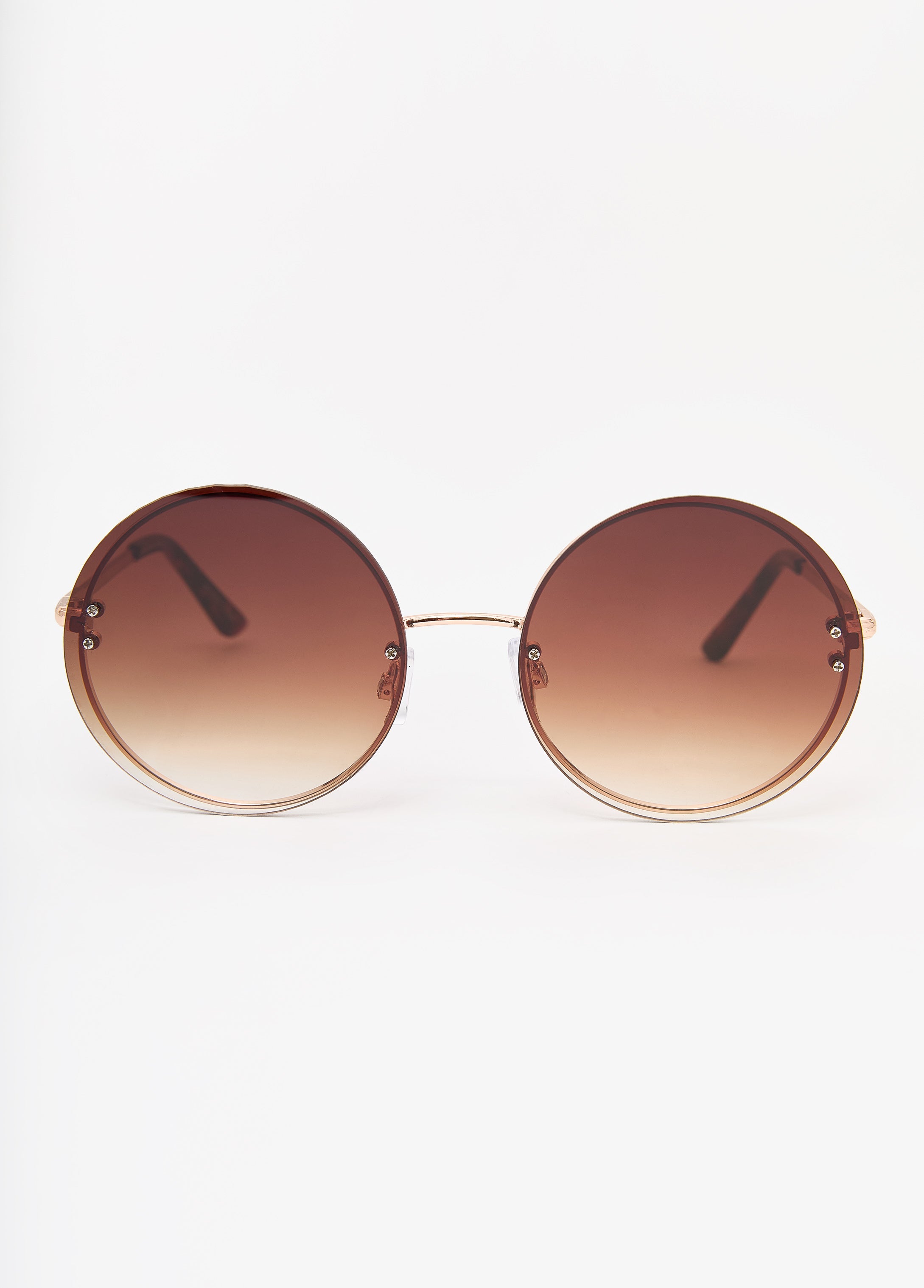 Tinted Round Frame Sunglasses Brown | Ashley Stewart