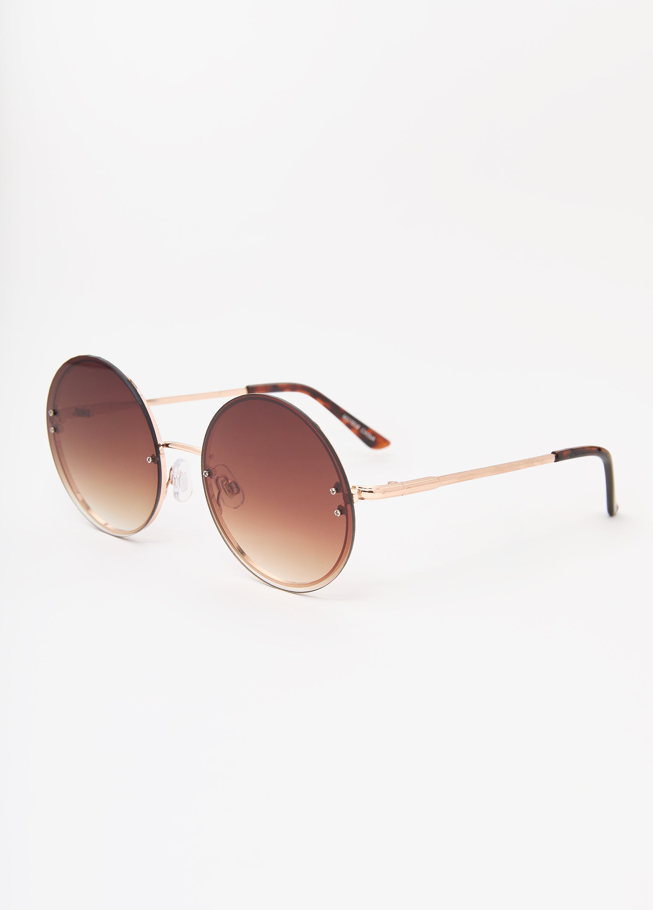 Tinted Round Frame Sunglasses Brown | Ashley Stewart