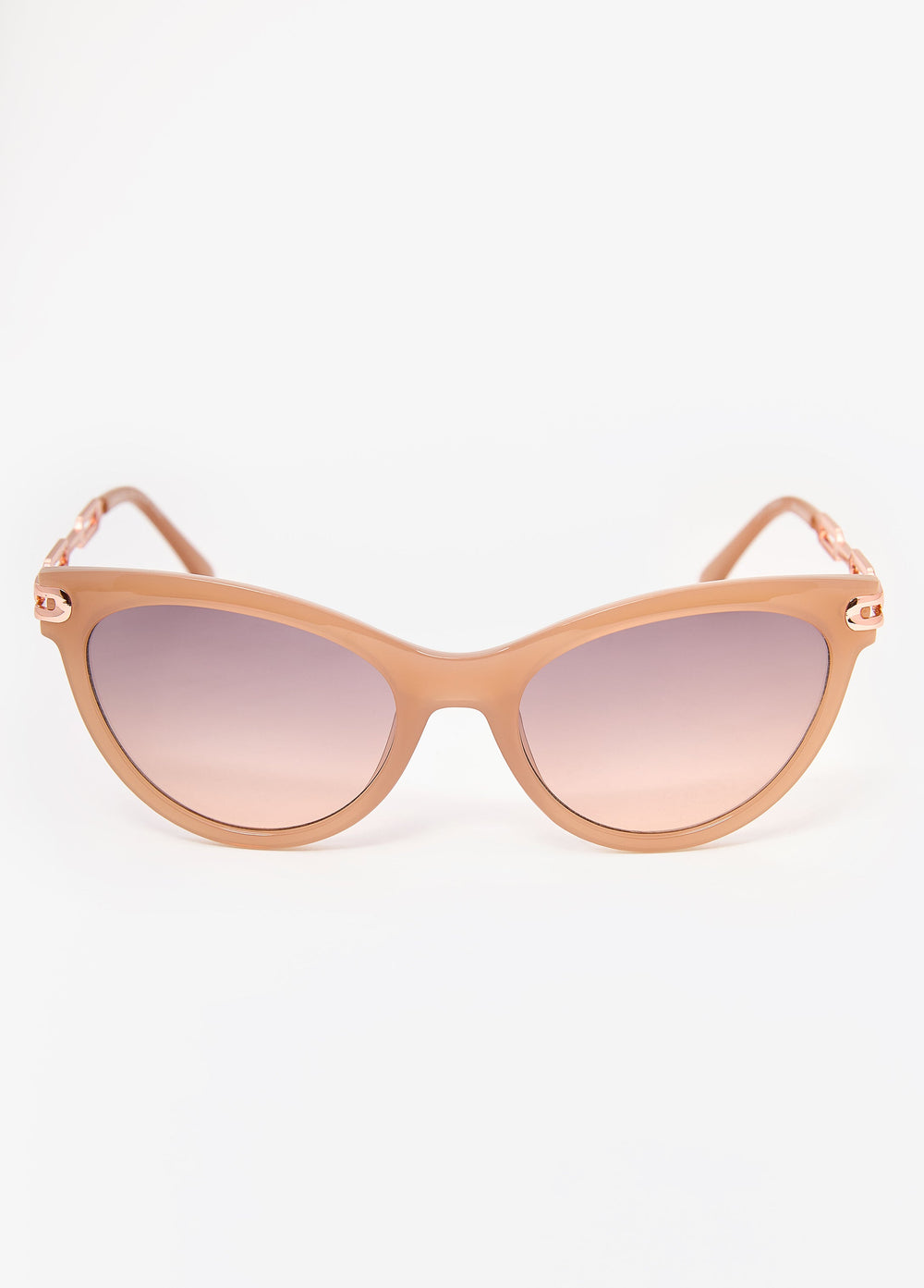 Chain Trimmed Cat Eye Sunglasses Nude | Ashley Stewart